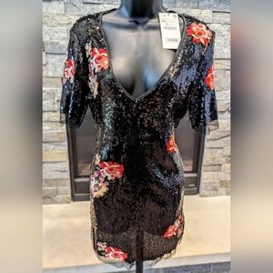 Zara Floral Sequin Mini Dress